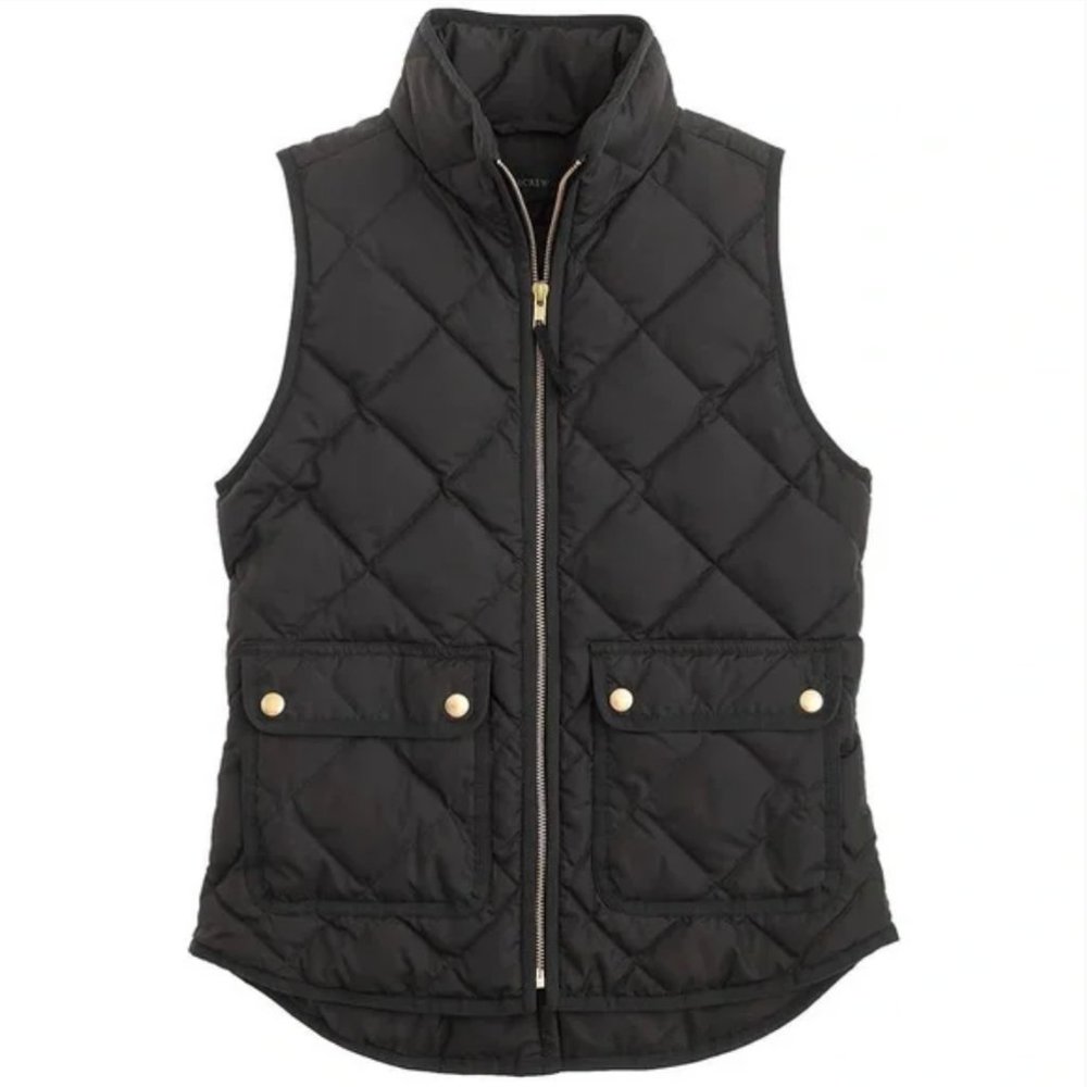 J.Crew Excursion Quilted Down Zip Up Vest - Black
